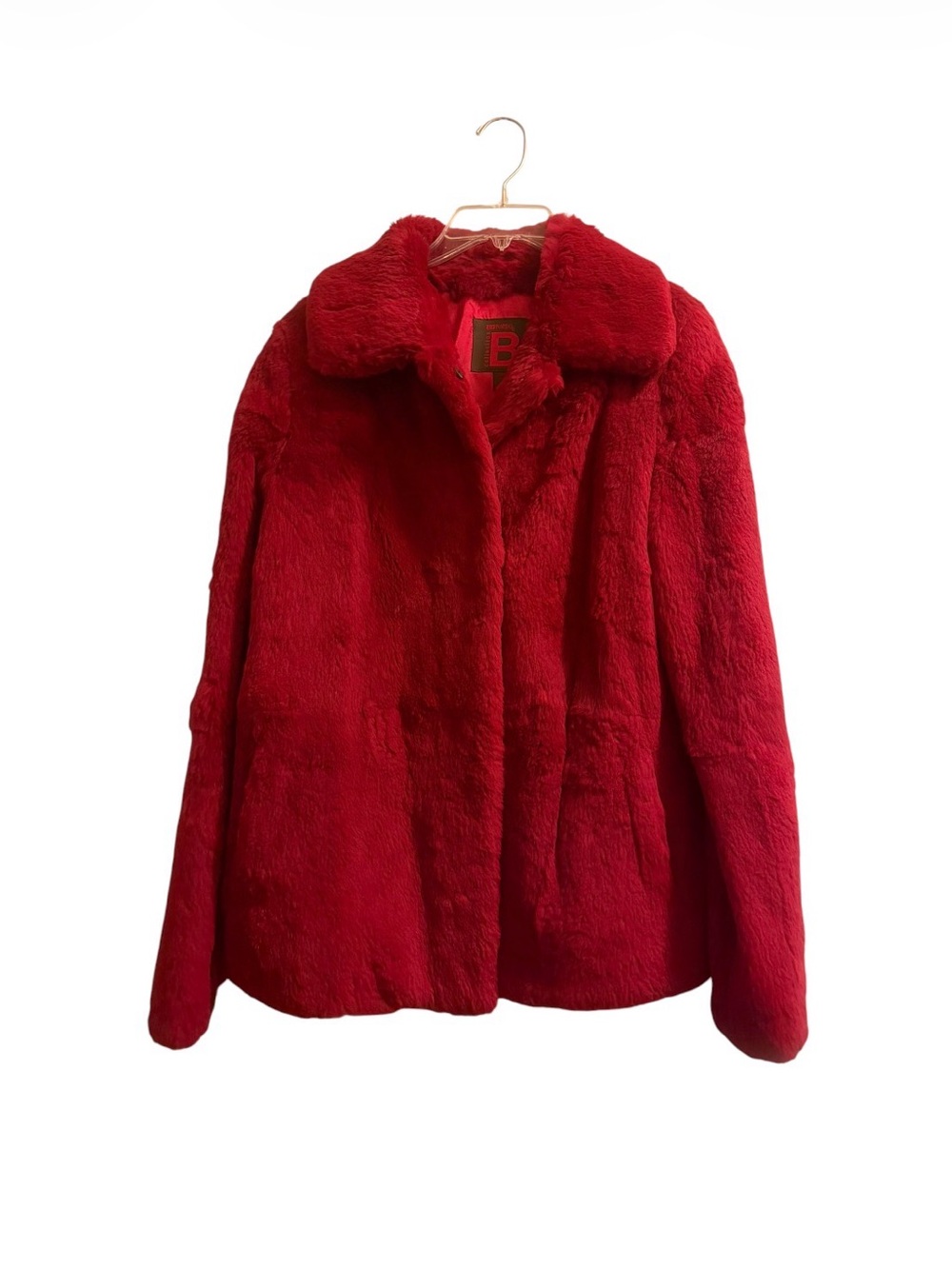 Shabby Chic Bernardo Collection Red Rabbit Fur Coat Small Style 7060